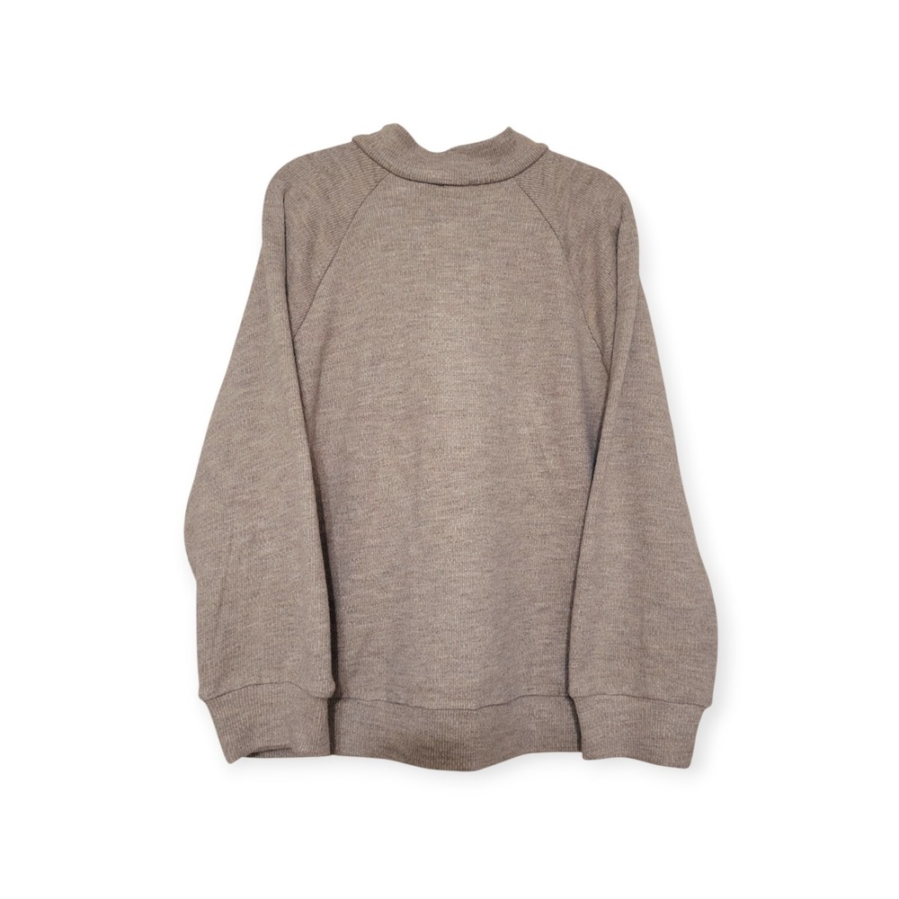 OGL Plus 2X NWT Cozy Quarter Zip Pullover Heather Taupe Relaxed Thermal Minimal - Picture 7 of 8